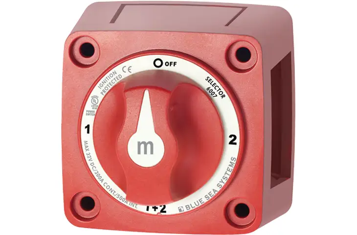 Blue Sea Systems m-Series Mini Battery Switch Selector Four Position Red
